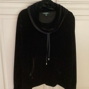 Ralph Lauren black velvet cowl neck long sleeve pullover size Large